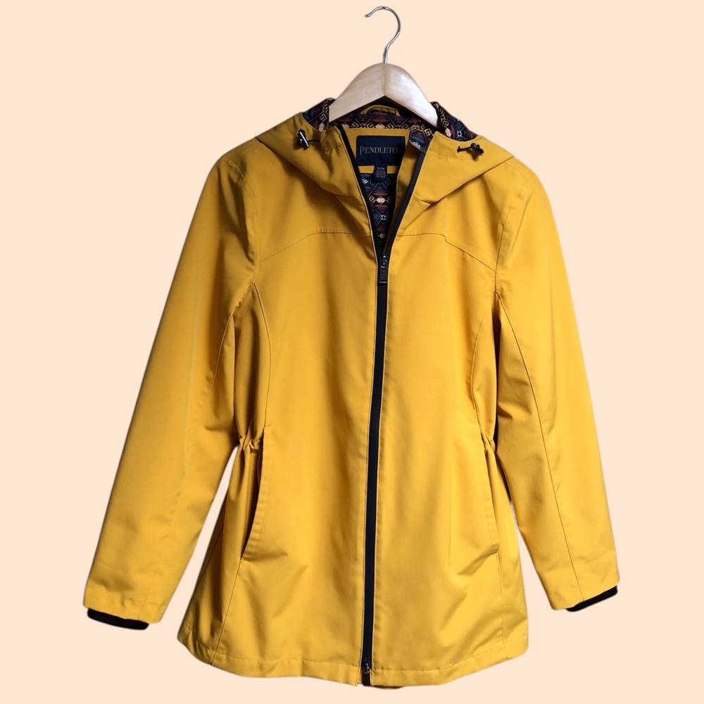 Pendleton Goldenrod Rain Jacket Yellow Gold Hooded Patterned Interior Women’s S